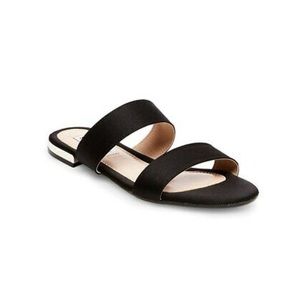 Steve Madden Shirley Black Satin Sandal Flat